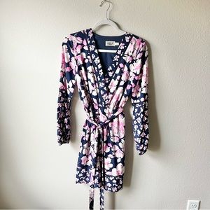 Eliza J navy and pink floral women’s crossover dress. Size 6